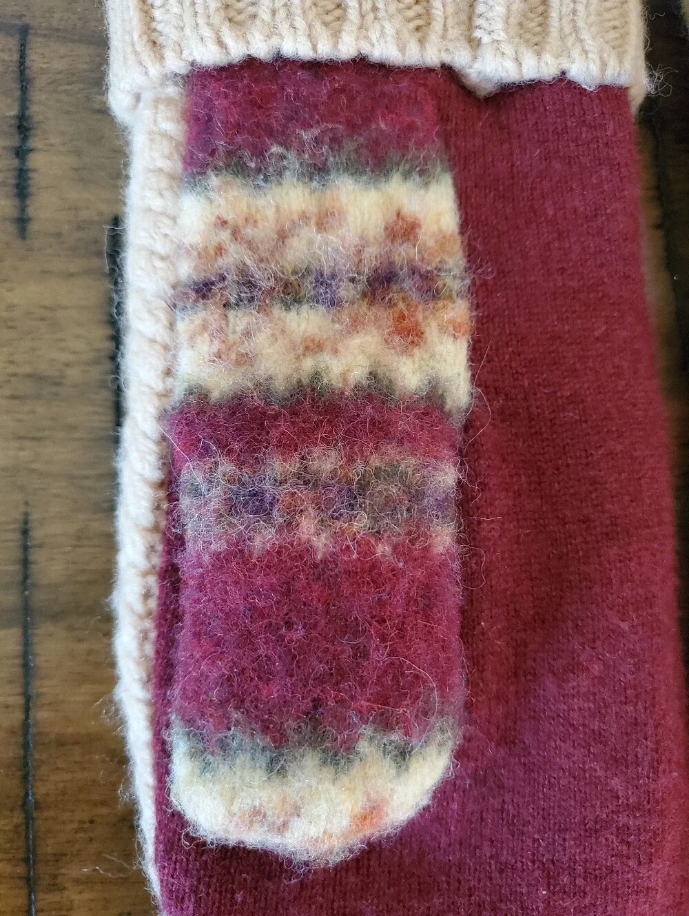 Cozy Cable Knit Wool Mittens Upcycled Eco-Friendly Winter Sweater Mittens Gift